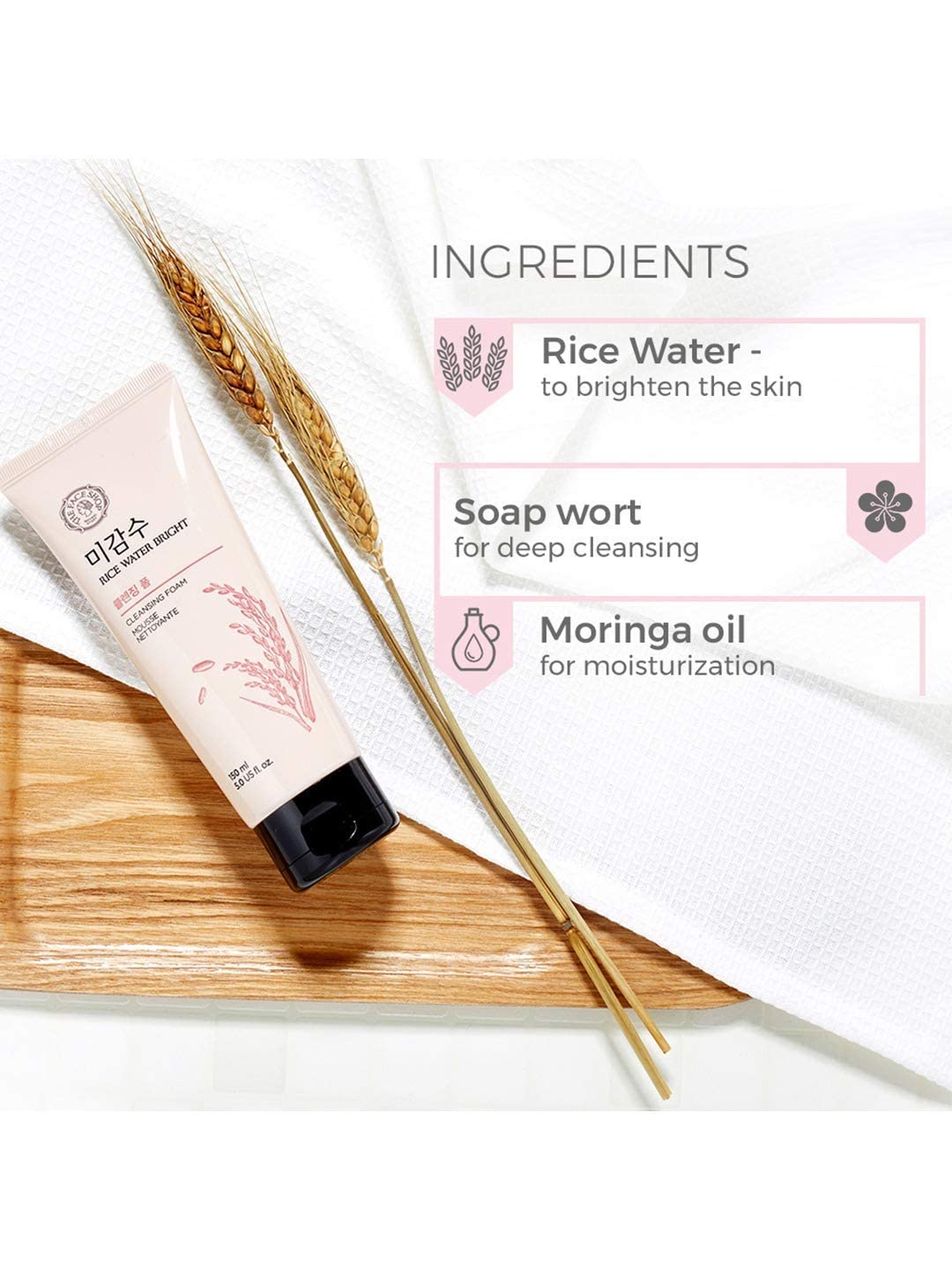The Face Shop Rice Water Bright Foaming Cleanser 150ml - Image 3